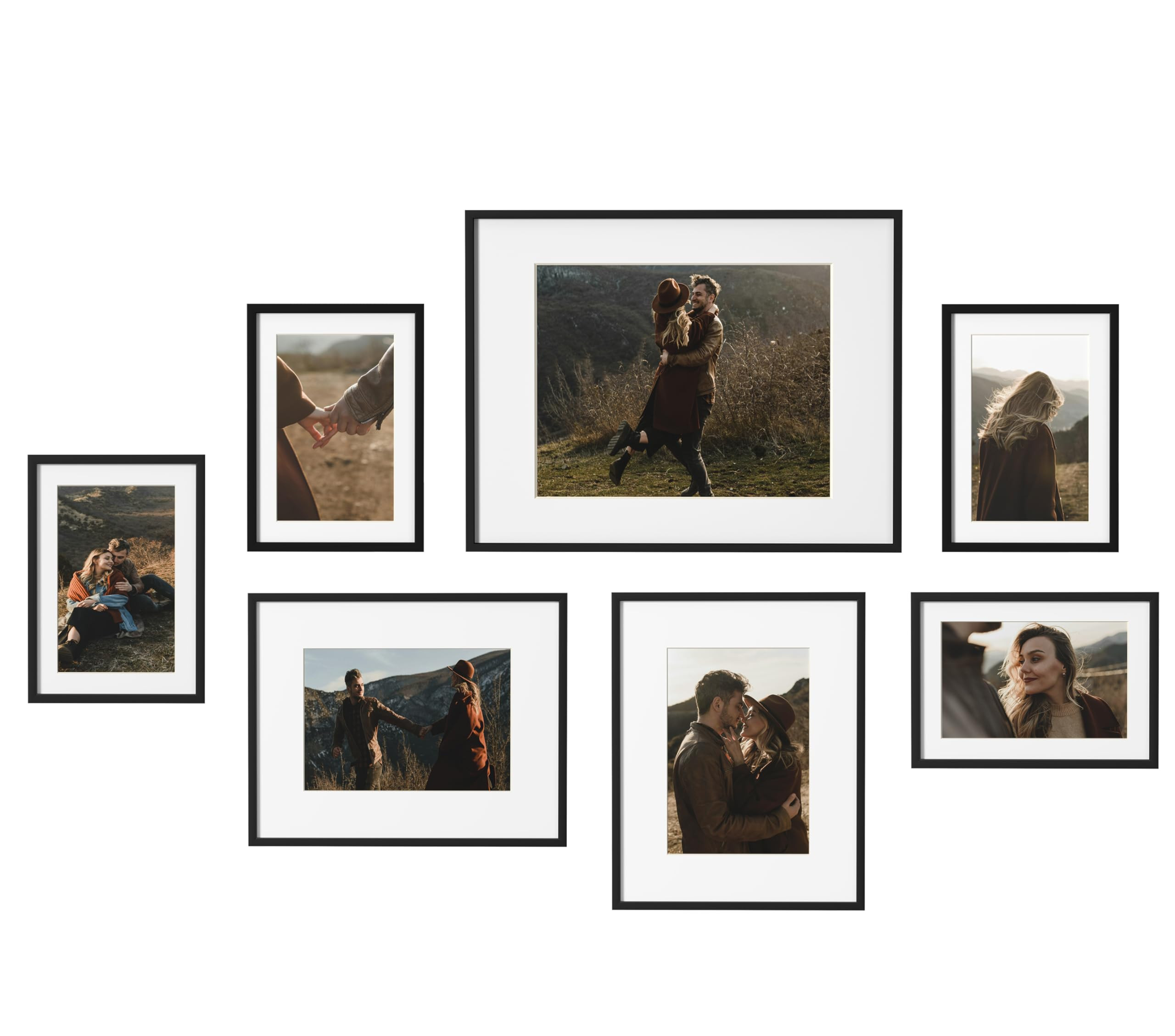 eletecpro Aluminum Gallery Wall Frame Set of 7, Including 1Pc 11x14, 2Pcs 8x10, 4Pcs 5x7 Photo Fr... | Amazon (US)