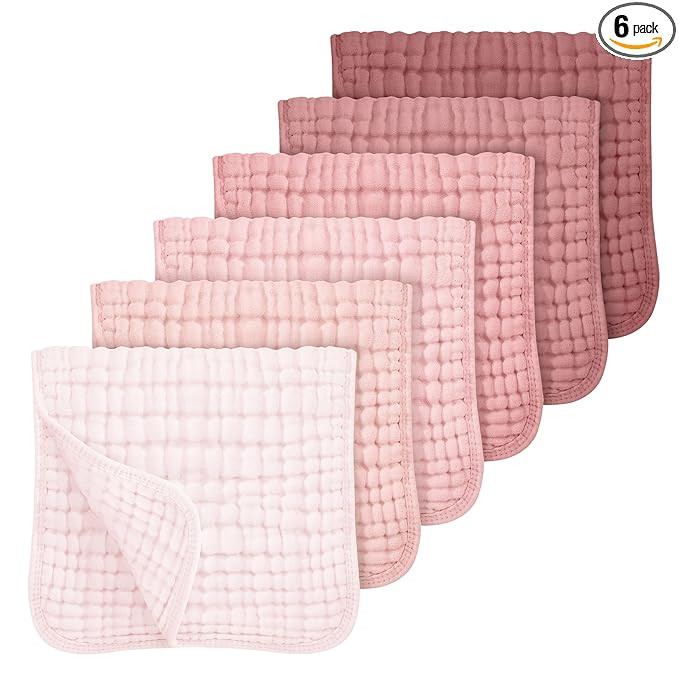 Looxii Muslin Burp Cloths Baby Girl 6 Pack - 20" x 10" - Ultra Soft & Absorbent, 6-Layer 100% Cot... | Amazon (US)