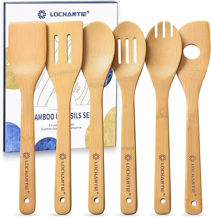 Wooden Spoons for Cooking Bamboo Utensils Set (6 Pieces) - Essential Tools Wooden Spoons & Spatul... | Amazon (US)