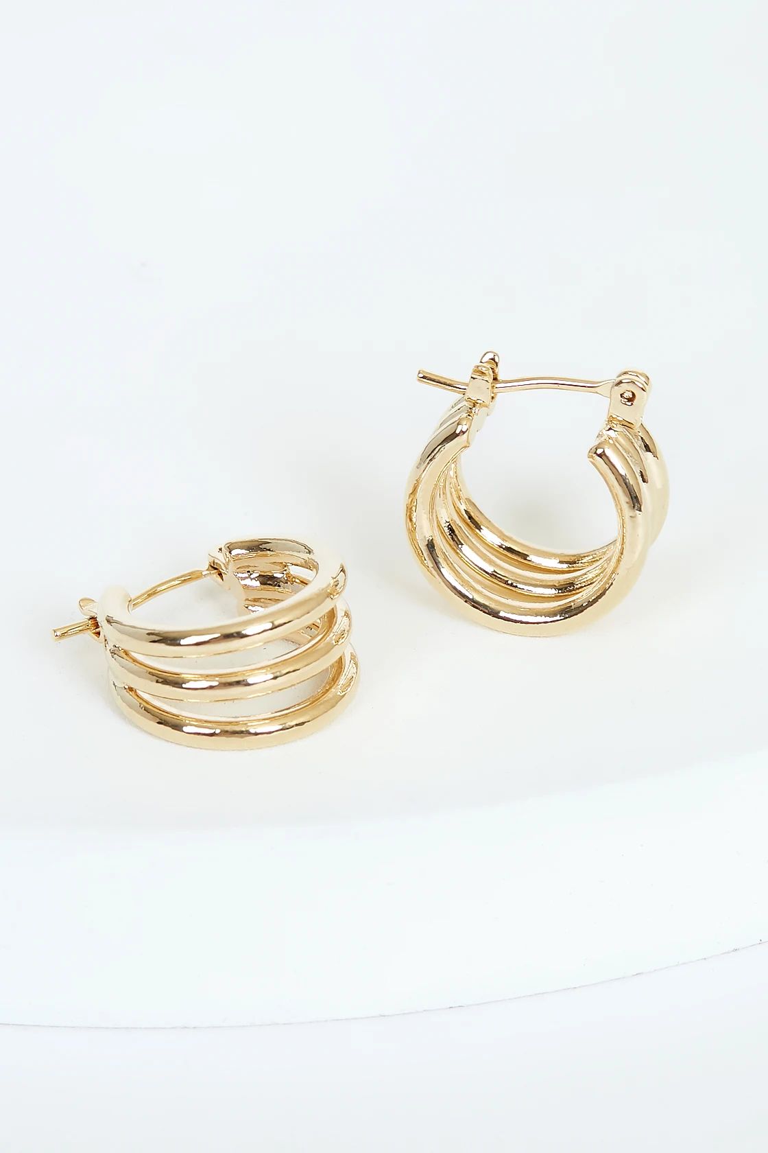 Trifecta Gold Huggie Hoop Earrings | Lulus (US)