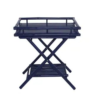 Bamboo Butler Table With Removable Serving Tray - Royal Blue | Bed Bath & Beyond