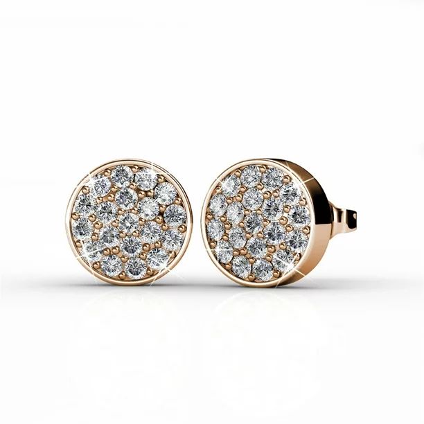 Cate & Chloe Nelly 18k White Gold Pave Stone Stud Earrings with Swarovski Crystal Cluster, Round ... | Walmart (US)