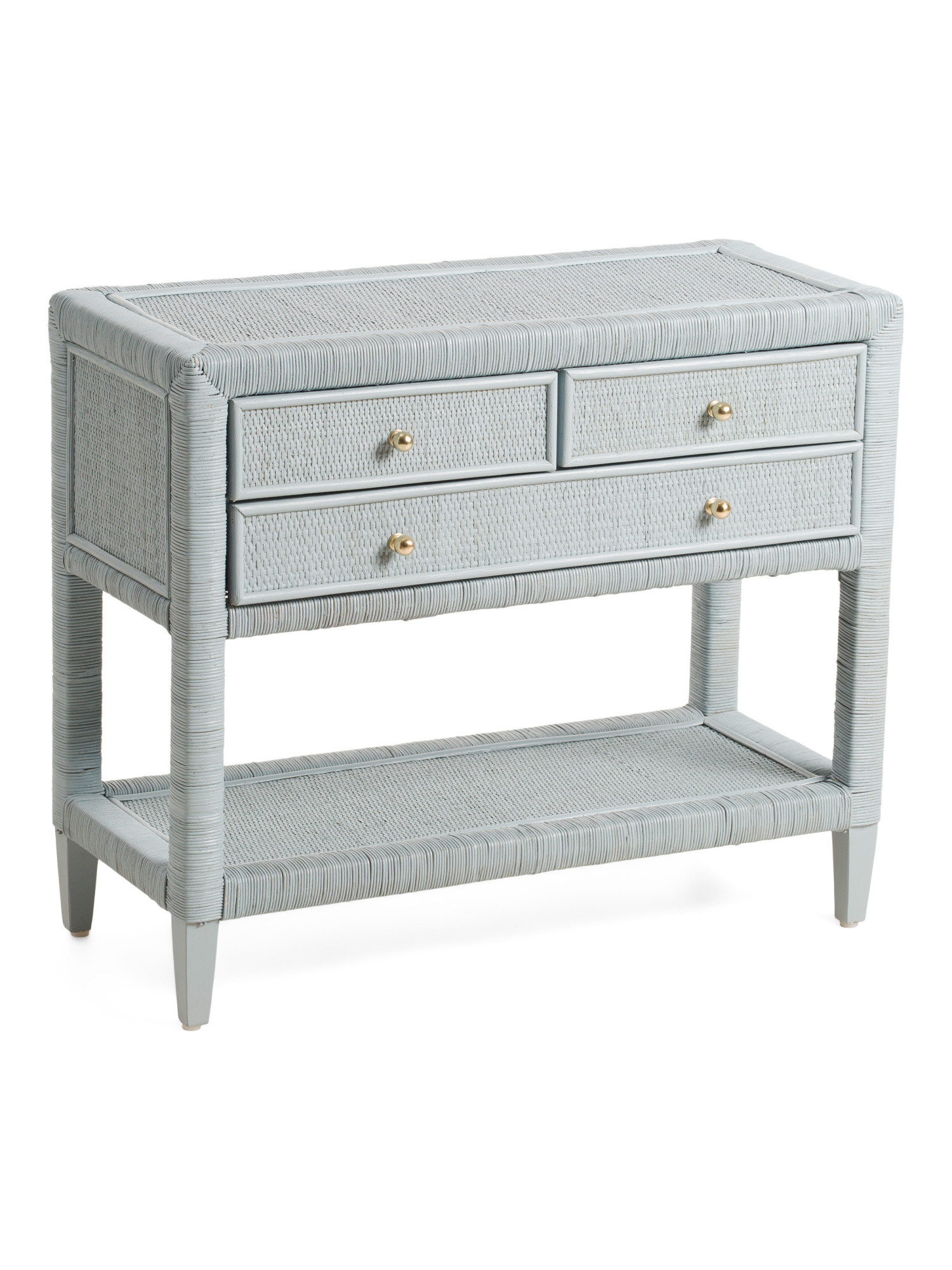 32x14x27 Miridel 3 Drawer Woven Rattan Console Table | Bedroom | Marshalls | Marshalls