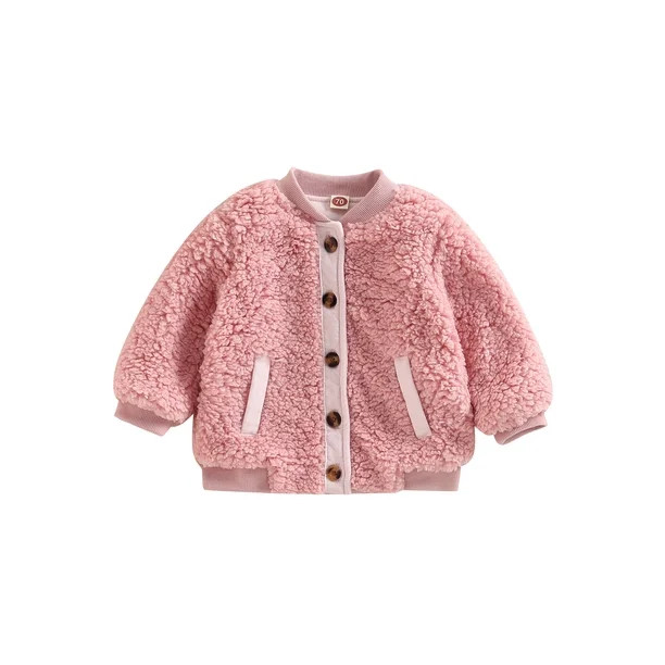 Toddler Baby Boys Girls Sherpa Coat Button Down Lamb Fleece Patchwork Autumn Winter Warm Jacket O... | Walmart (US)