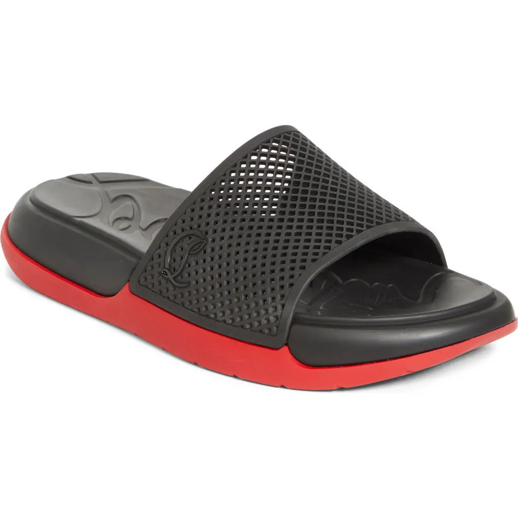 Christian Louboutin Easy Breezy Rubber Slide Sandal in Black at Nordstrom, Size 10Us | Nordstrom