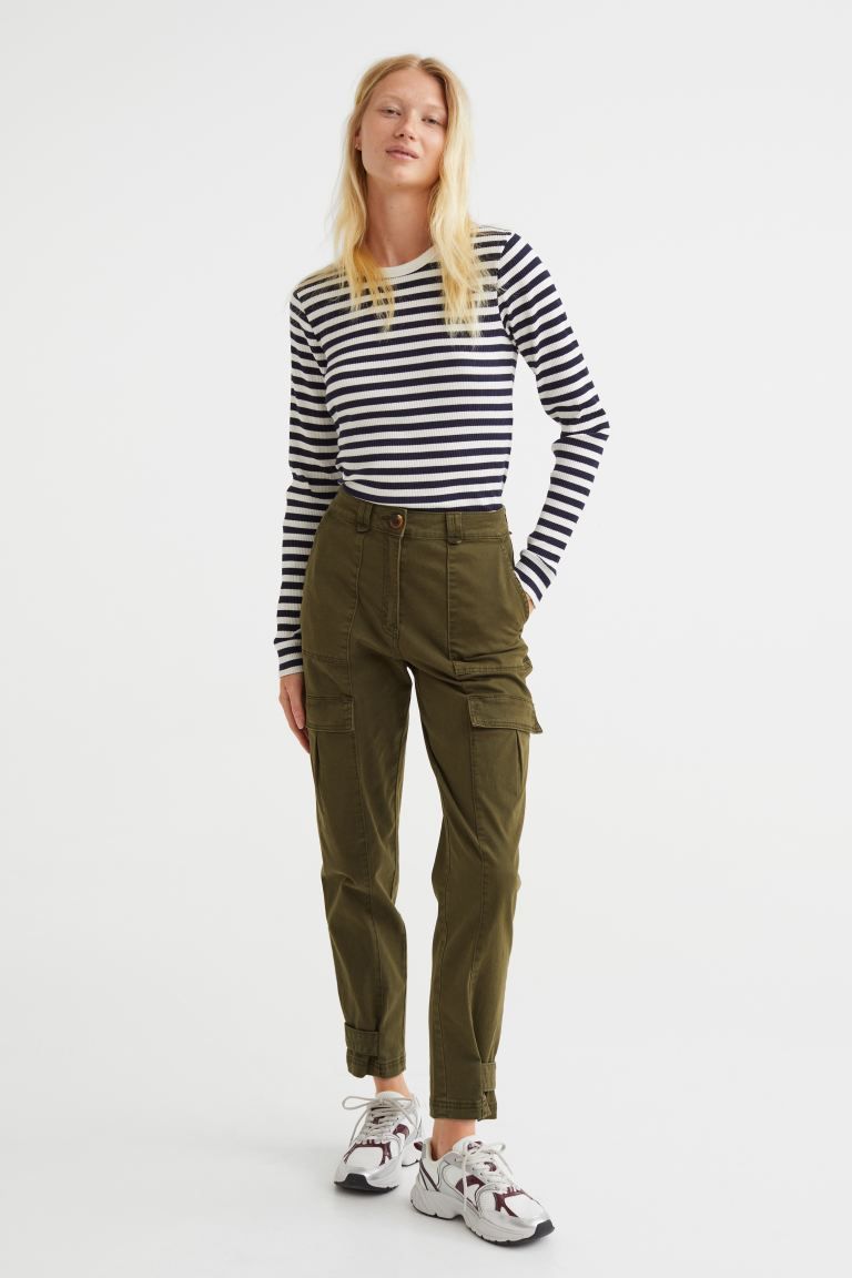 Utility Pants - Dark khaki green - Ladies | H&M US | H&M (US)