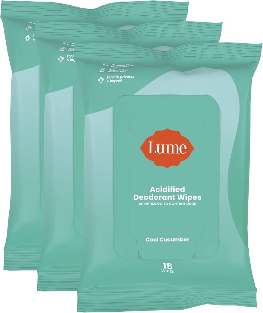 Lume Acidified Deodorant Wipes - 24 Hour Odor Control - Aluminum Free, Baking Soda Free, Skin Saf... | Amazon (US)