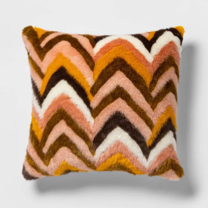 Euro Faux Fur Chevron Decorative Throw Pillow Blush - Opalhouse™ | Target