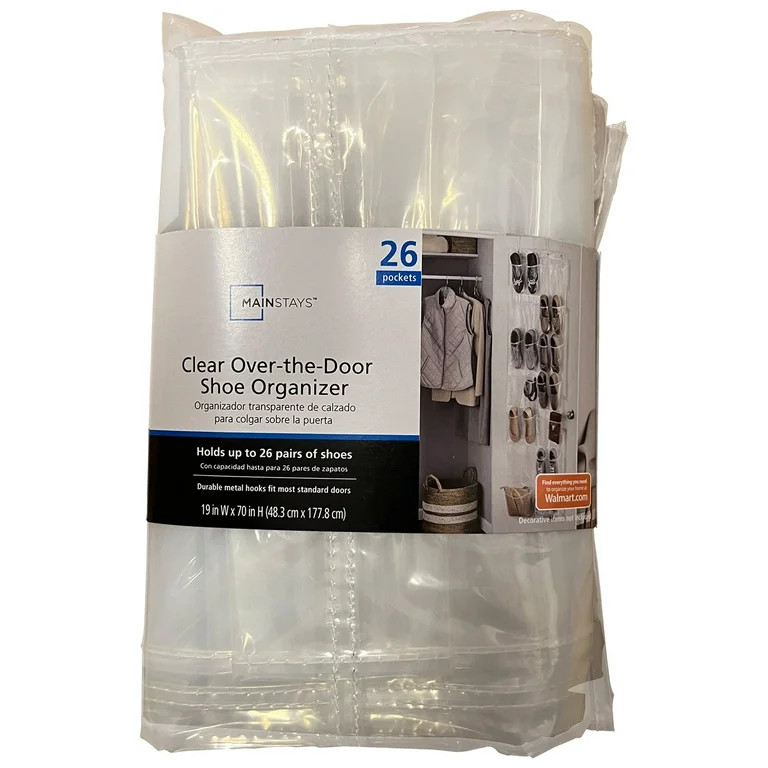Mainstays 26-Pocket Clear PEVA Hanging Shoe Organizer | Walmart (US)