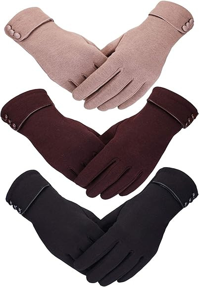 Patelai 3 Pairs Womens Gloves Winter Touchscreen Texting Phone Windproof Gloves Fleece Lined Cold... | Amazon (US)