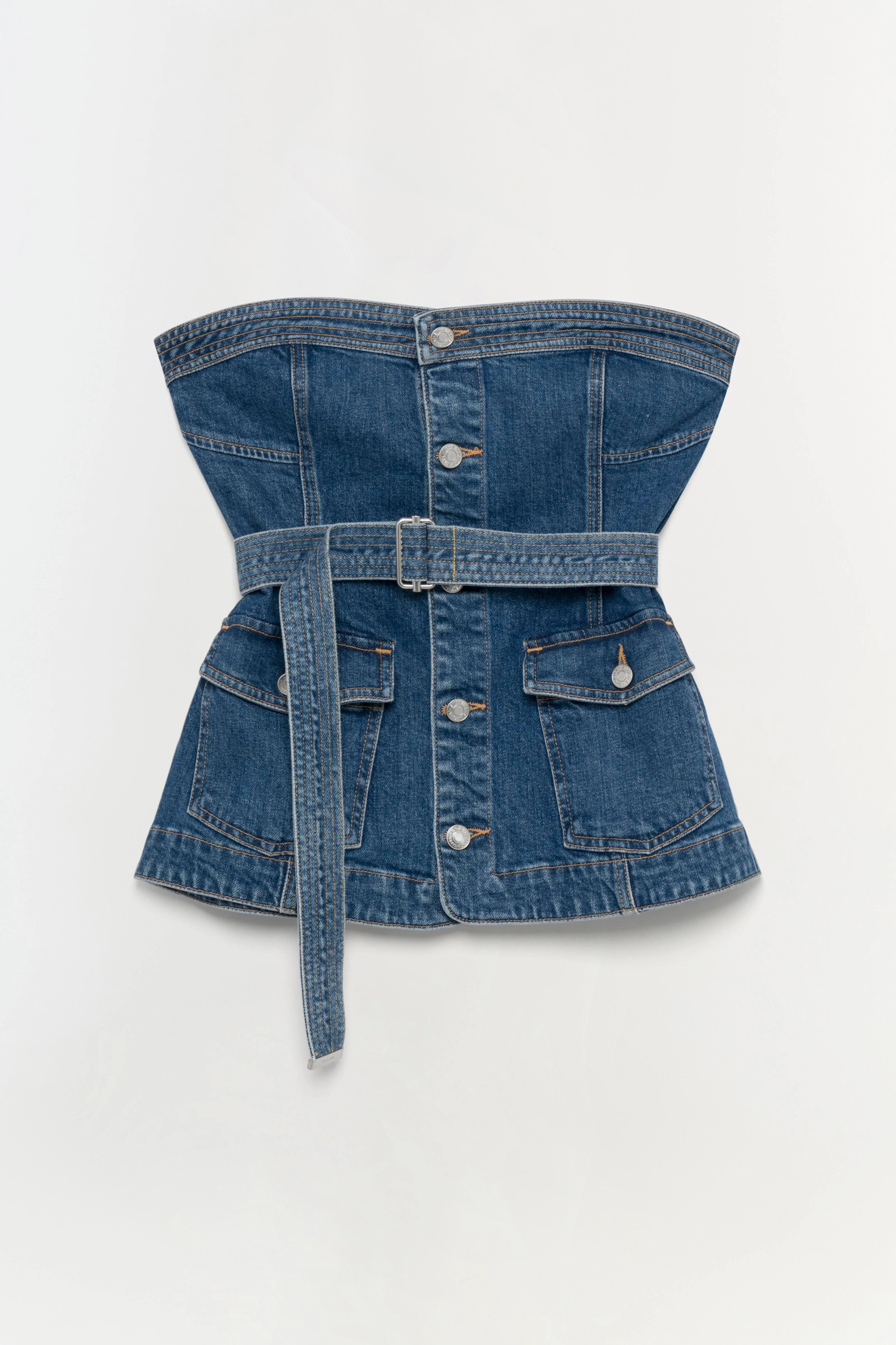 SIMKHAI Women's Cyan Top in Marine Wash, Denim, Size 00 | Simkhai