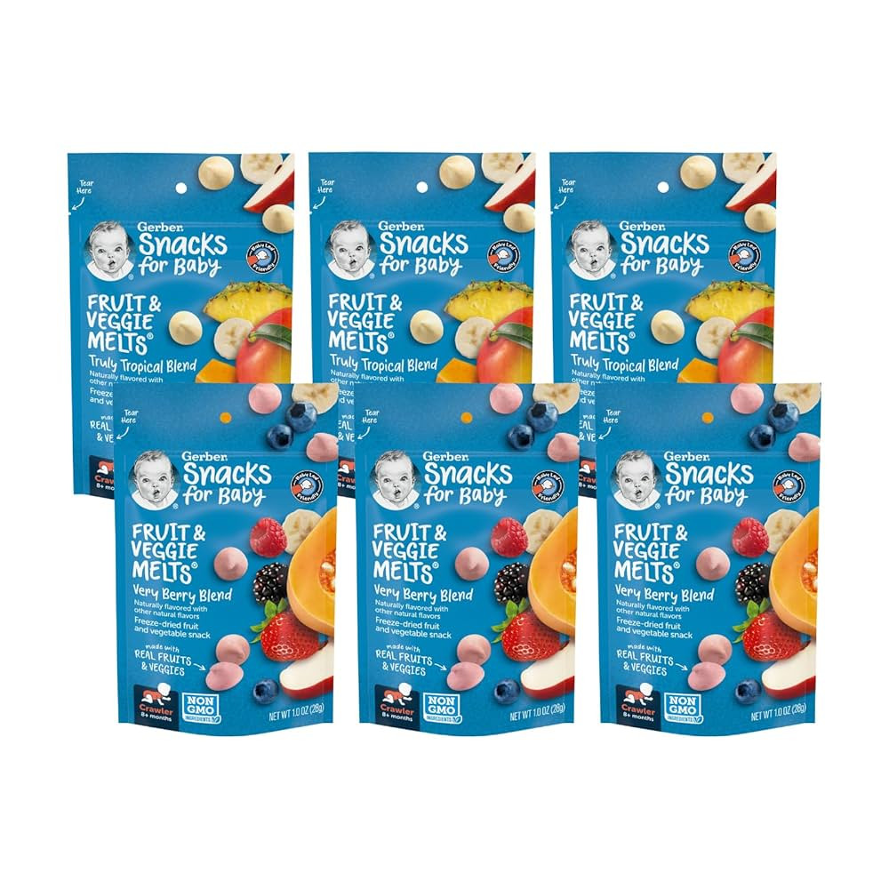 Gerber Graduates Fruit & Veggie Melts Snack Variety Pack, 3 Very Berry Blend and 3 Truly tropical... | Amazon (US)