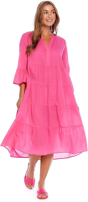 Mud Pie Womens Portland Midi Dress with 3/4 Sleeves | Amazon (US)