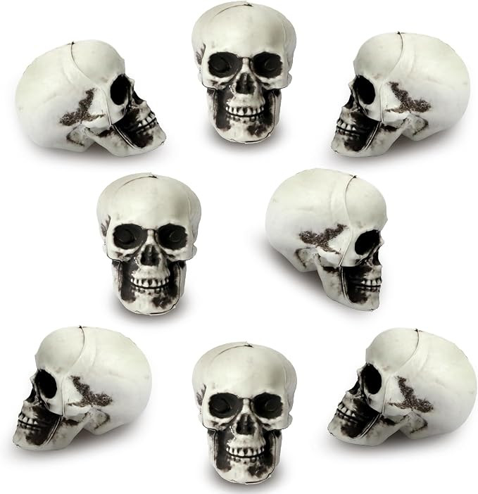 KatchOn, Halloween Mini Skeleton Heads - Pack of 8, Small Skulls For Halloween | Human Skull Cent... | Amazon (US)