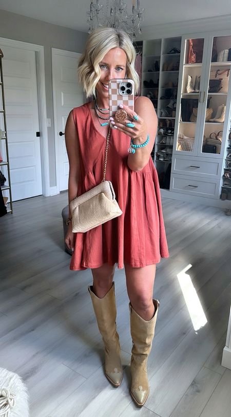 This dress is a total @amazon win!!!! The quality and fit is spot on!!!
Dress size small
Boots sized up 1/3 size 

#LTKstyletip #LTKFestival #LTKfindsunder50