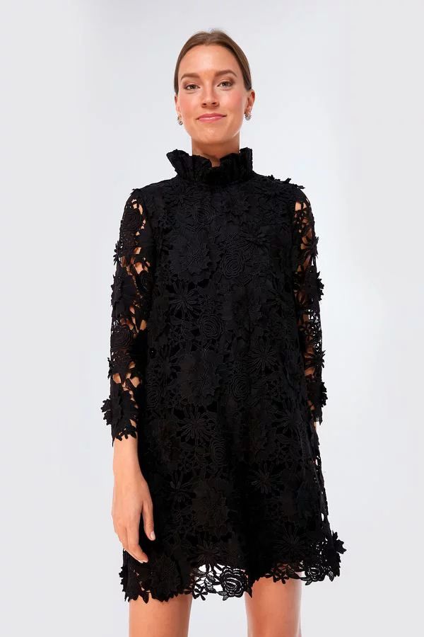 Black Guipure Lace Daphne Dress | Tuckernuck (US)