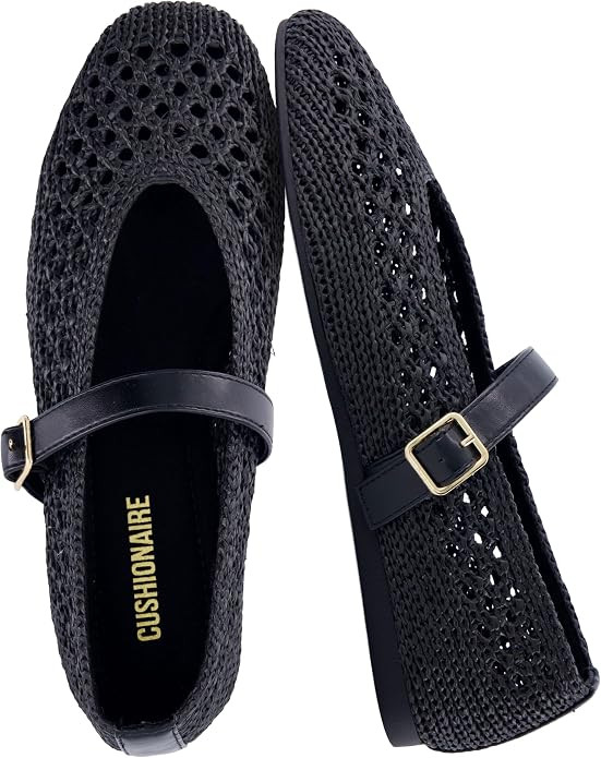 CUSHIONAIRE Graff Mary Jane Shoes for Women, Woven Ballet Flats with Adjustable Buckle Strap, Lig... | Amazon (US)