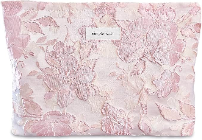 Aesthetic Floral Makeup Bag Cute Small Cosmetic Bags for Women Girls, Travel Toiletry Bag Large C... | Amazon (US)