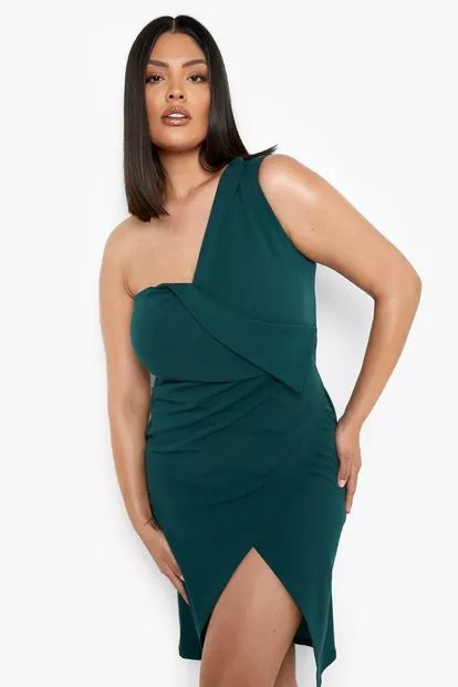 Plus One Shoulder Wrap Midi Dress | Boohoo.com (UK & IE)