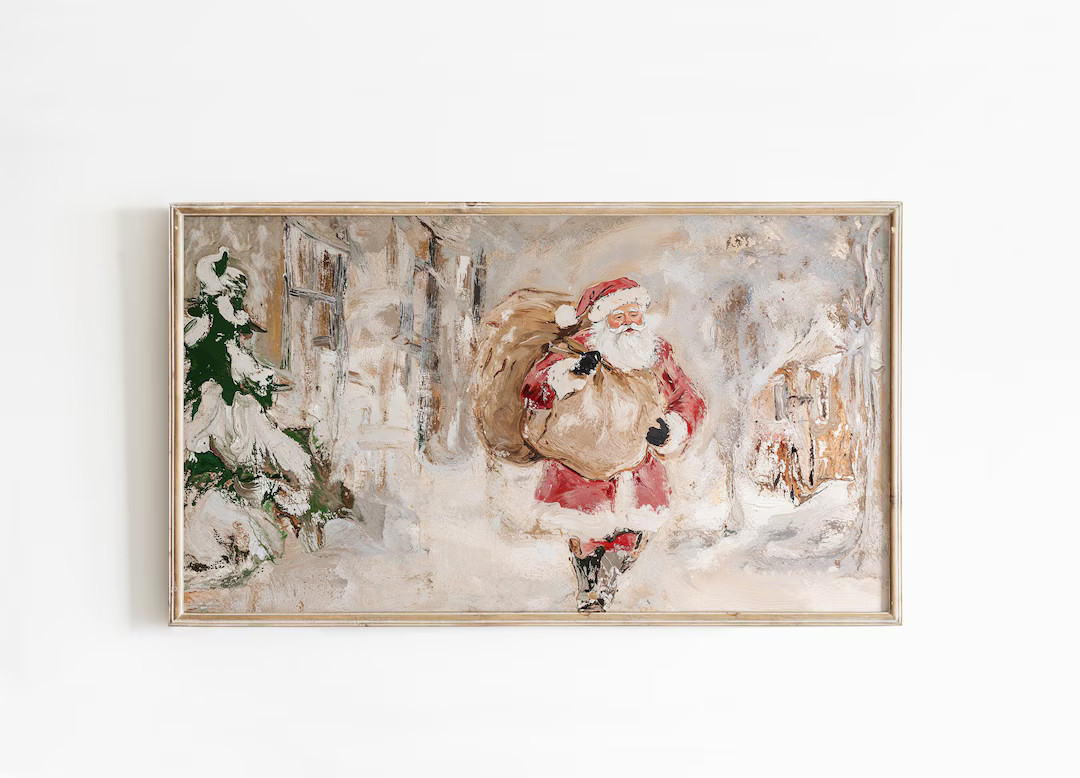 Frame TV Art, Vintage Santa Winter Scene (Digital Download) | Etsy (US)