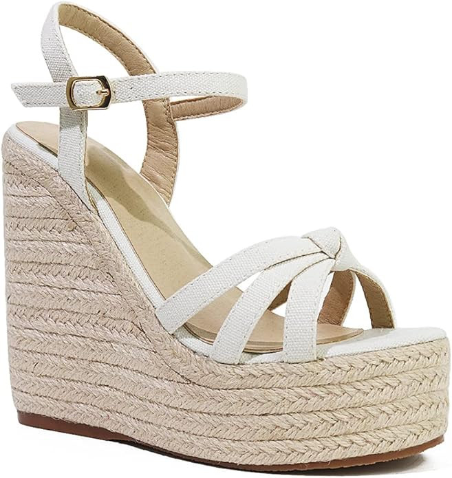 mikarka Sandals for Women, Platform Ankle Strap Womens Sandals Open Toe Espadrille Wedge Sandals ... | Amazon (US)