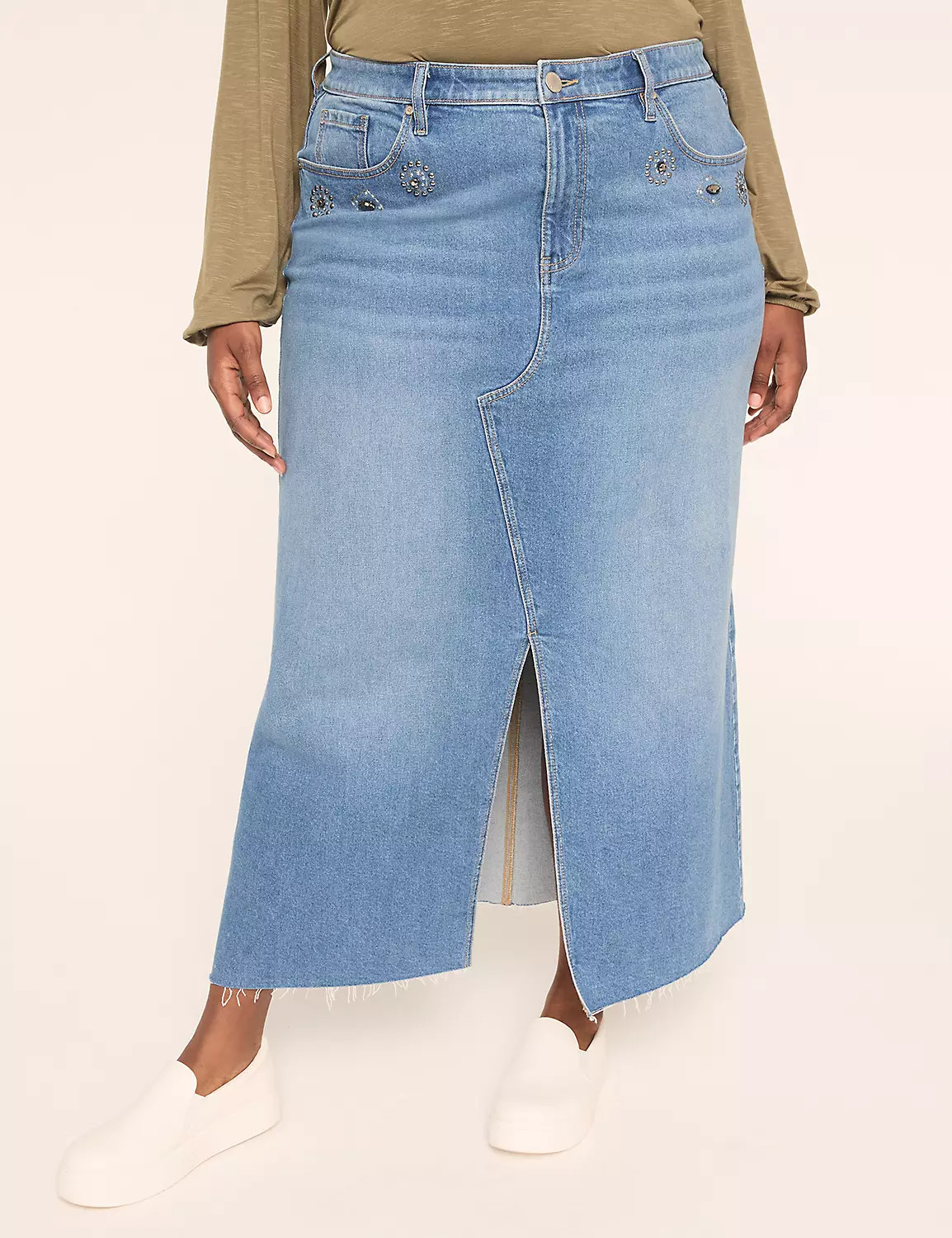 Embellished Denim Maxi Skirt | Lane Bryant (US)