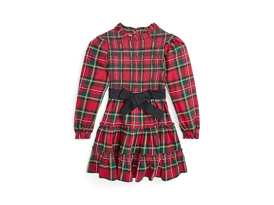 Polo Ralph Lauren Kids Plaid Smocked Cotton Jersey Dress (Toddler/Little Kid) (Red Steward Tartan) Girl's Dress | Zappos