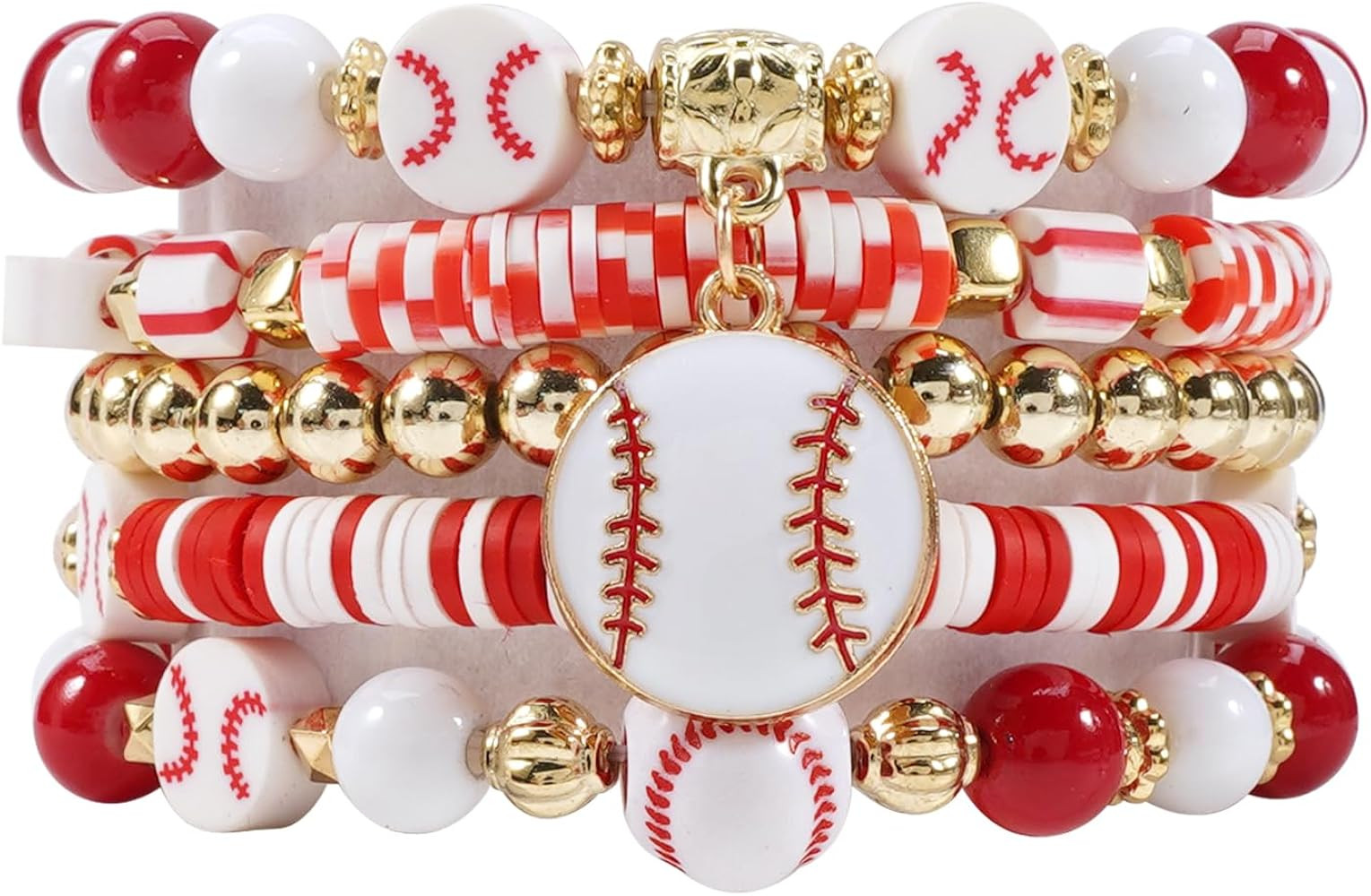 Basketball Beaded Bracelets for Women Baseball Stackable Stretchy Sports Heishi Bracelet Ball Cha... | Amazon (US)