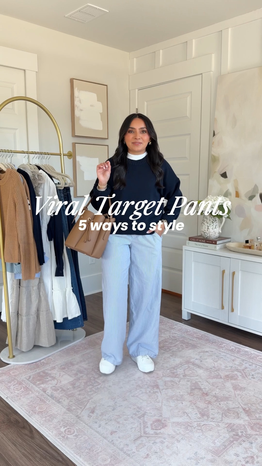 Viral Target Pants Outfits!
For reference: I’m 5’0, 32b bra size, and 2/26 in bottoms, pear shaped. 
*Everything I share is unaltered! TTS means true to size. Between size 5-6.5 in shoes

Blue stripe pants size xs TTS

Outfit from beginning of video: Cardigan size xs TTS
Jeans size 26 petite TTS
Loafers size 5 TTS

Navy sweater size xs TTS
White tee size xs petite TTS
White sneakers size 6.5 TTS

Cardigan size xs TTS
Sandals size 5.5 TTS

Navy blazer - old, similar linked

Denim button down - old, similar linked

White halter top size xs TTS
Tan heels size 5 TTS

#LTKootd #LTKPetite #LTKgrwm #LTKPetite #LTKootd