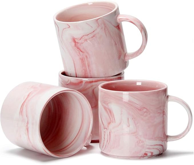 12 oz Unique Coffee Mugs, Smilatte M101 Novelty Marble Ceramic Cup for Boy Girl lover, Set of 4, ... | Amazon (US)