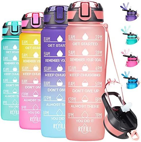 32oz Motivational Water Bottles with Times to Drink & Straw,Leakproof BPA Free Bottle with Time M... | Amazon (US)