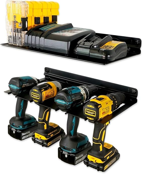 StoreYourBoard Electric Drill Storage Rack, Holds 4 Drills, Hanging Wall Mounted Organizer for Ga... | Amazon (US)