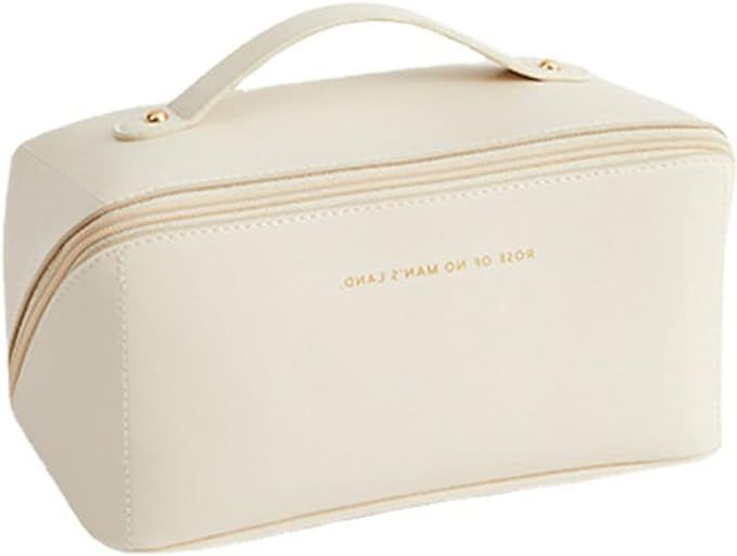 Small Makeup Bag For Purse, Cosmetic Travel Toiletry Bag PU Leather Portable Versatile Zipper Pou... | Amazon (US)