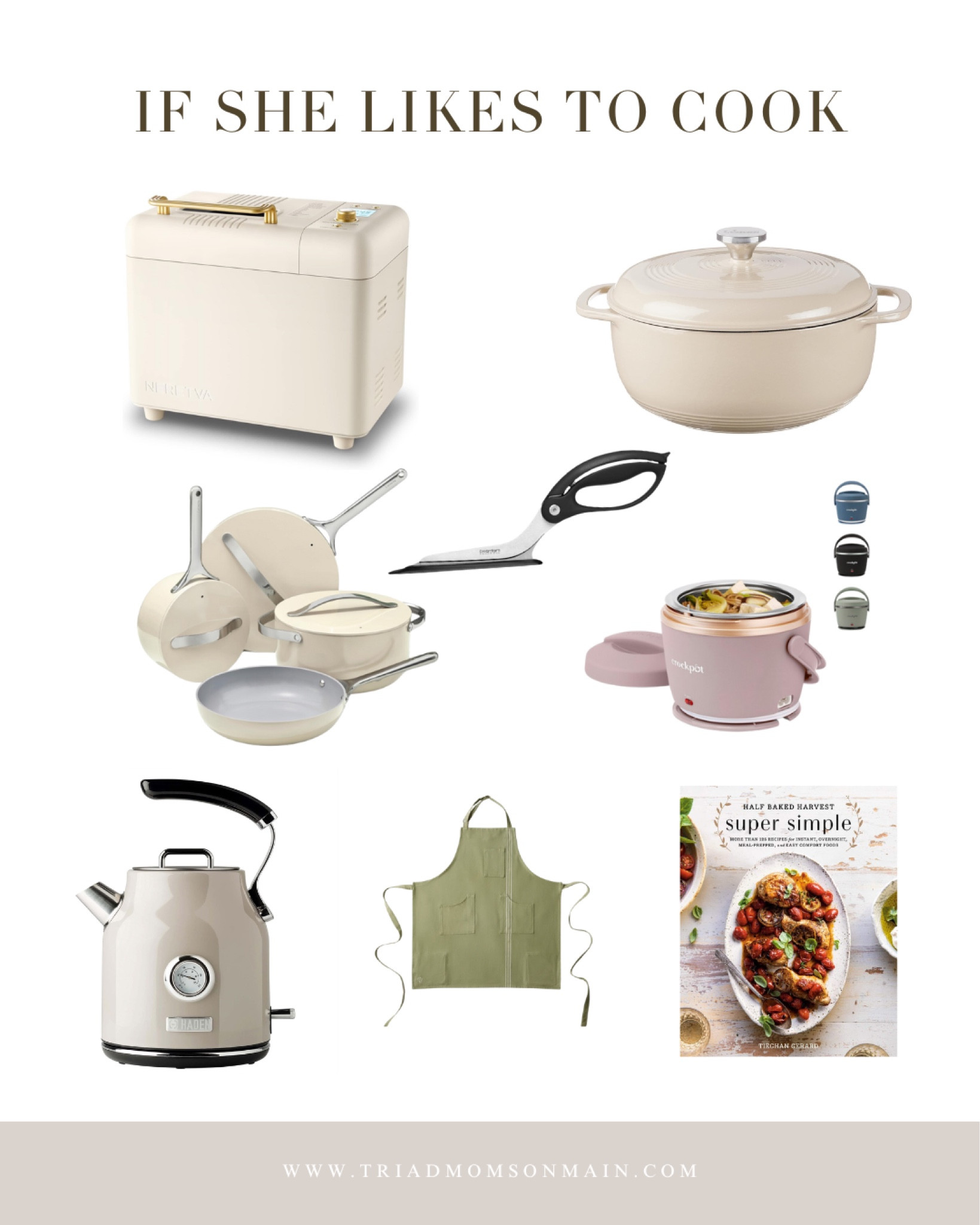 Gift ideas if she likes to cook

Bread maker 
Pots and pans 
Pizza knife 
Electric tea kettle 
Cast iron Dutch oven 
Cookbooks 
Five Two ultimate apron 
Crockpot lunchbox 


#LTKGiftGuide #LTKHoliday #LTKFindsUnder50
