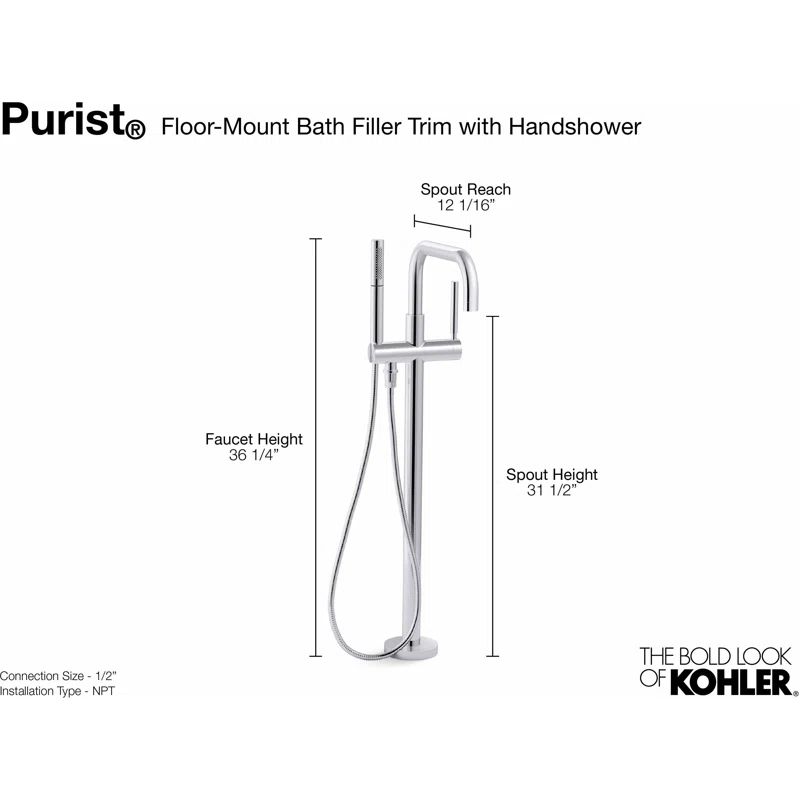Purist® Floor-Mount Bath Filler Trim with Handshower | Wayfair North America