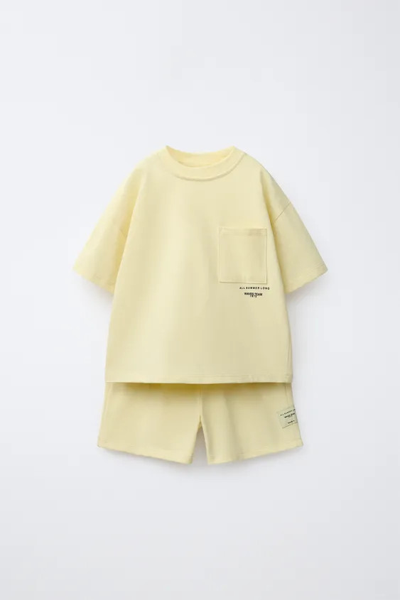 PLAIN JOGGING T-SHIRT AND BERMUDA SET | Zara US