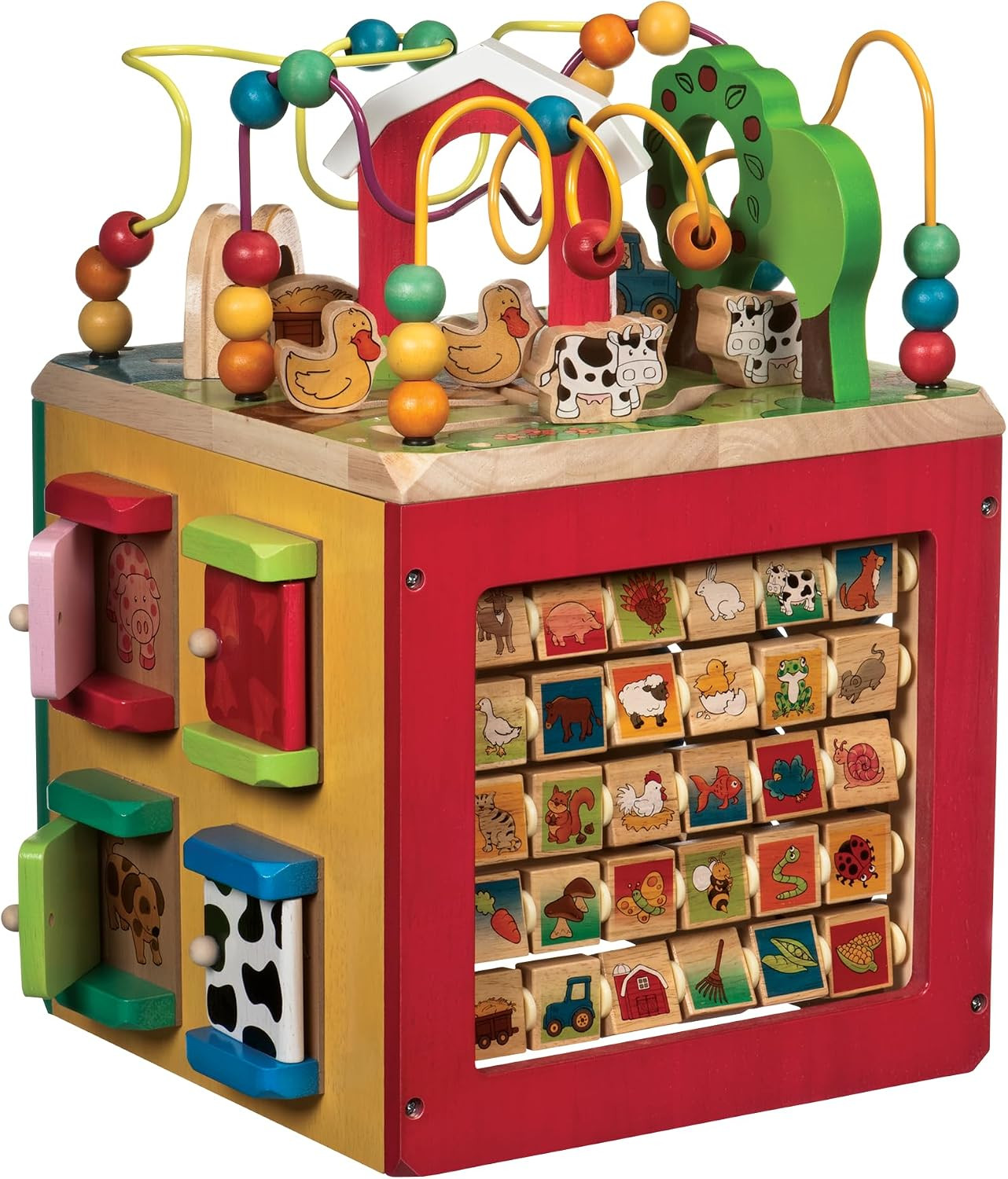 Battat Wooden Activity Cube - 5-Sided Play Center with Bead Maze, Doors | Amazon (US)