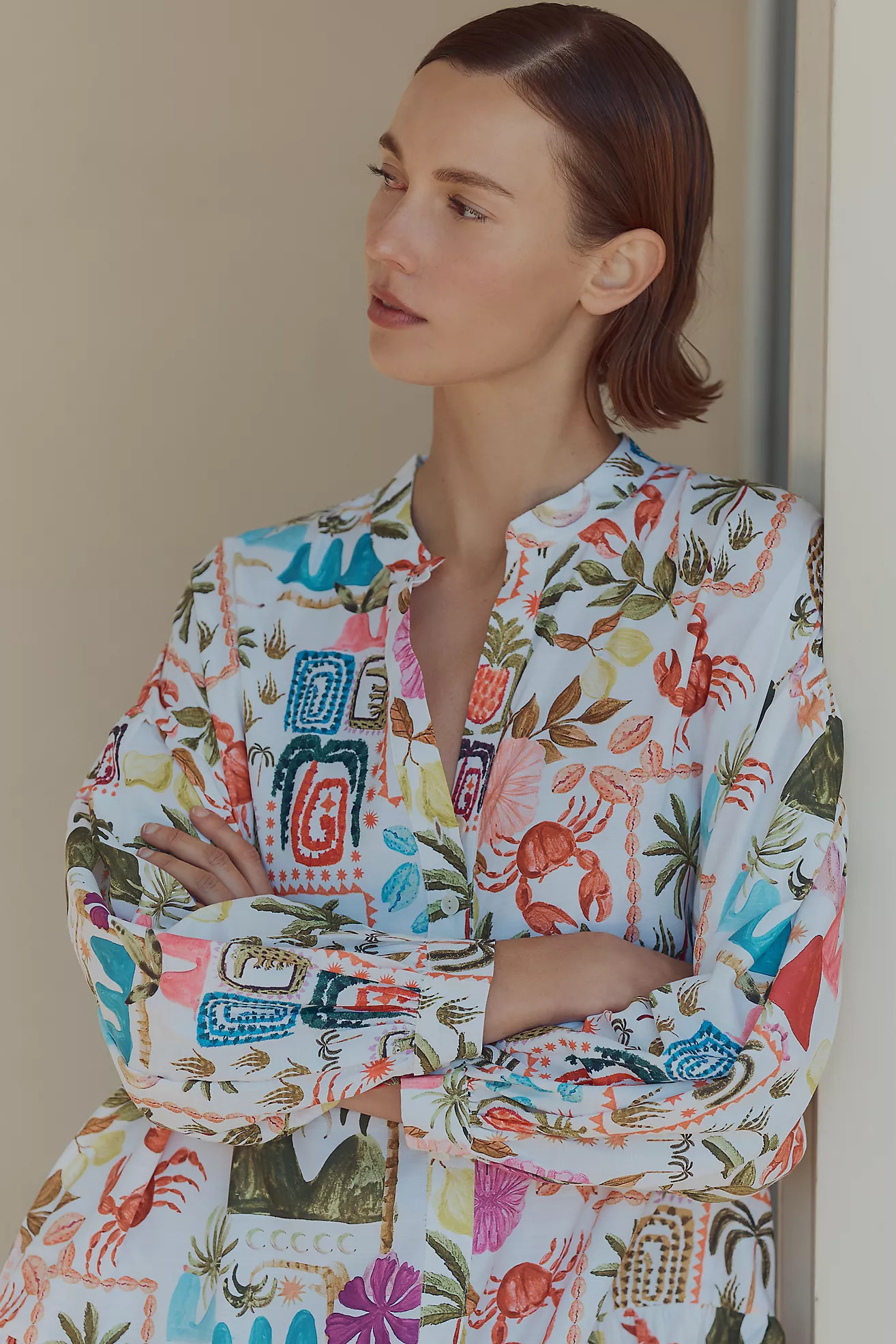 Celandine Printed Bubble Mini Kaftan | Anthropologie (US)