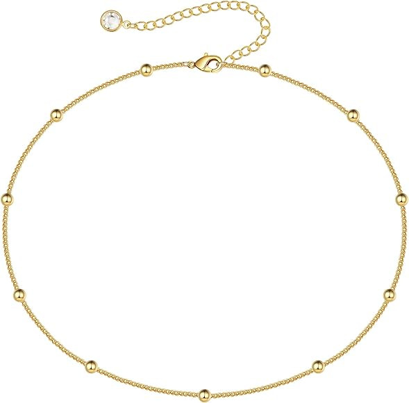 Turandoss Dainty Gold Choker Necklaces for Women - 14K Gold Plated Handmade Medallion Snake Link ... | Amazon (US)