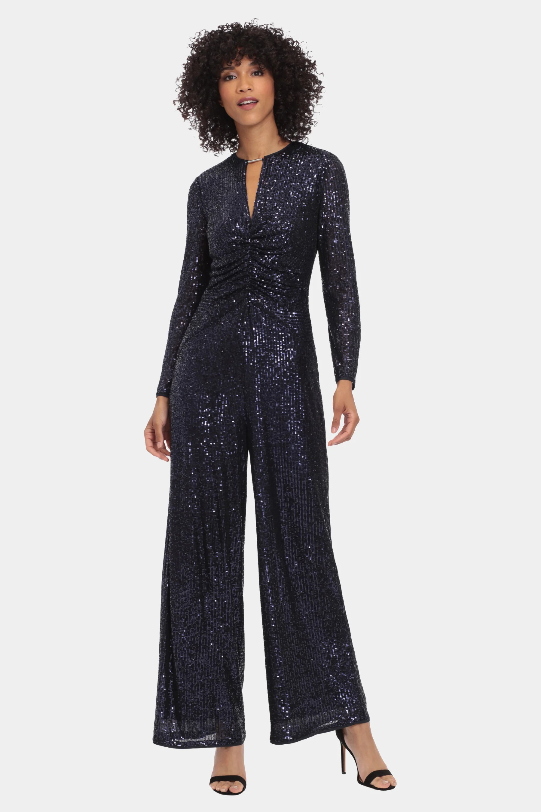 Maggy London Women's Long Sleeve Sequin Jumpsuit Dress in Navy 10 Lord & Taylor | Lord & Taylor