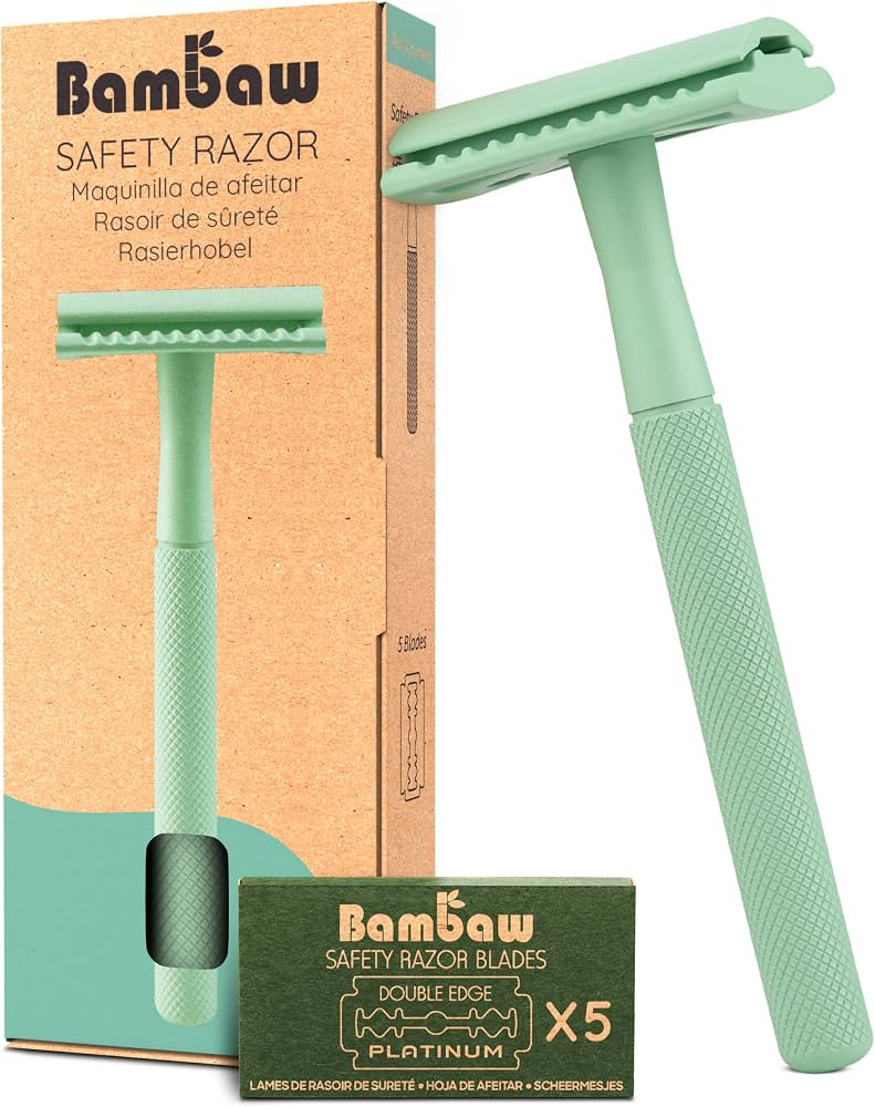 Bambaw Women Safety Razor with 5 Double Edge Safety Razor Blades, Metal Double Edge Razor, Eco Fr... | Amazon (US)