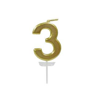 Gold Number Candle by Celebrate It® | Numeral 3 | 3" | Michaels® | Michaels Stores