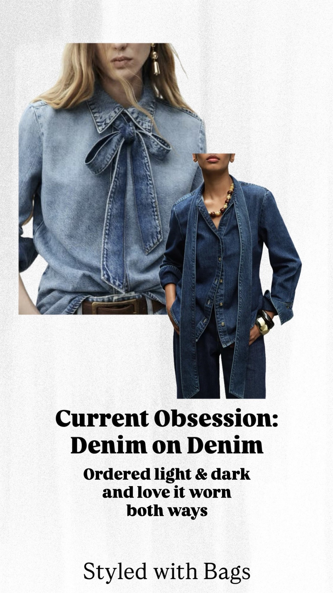 Denim on denim

Canadian tuxedo, denim on denim, dark denim, light denim, denim top, denim shirt, denim shirts, dark wash denim, light was denim, women’s denim shirts