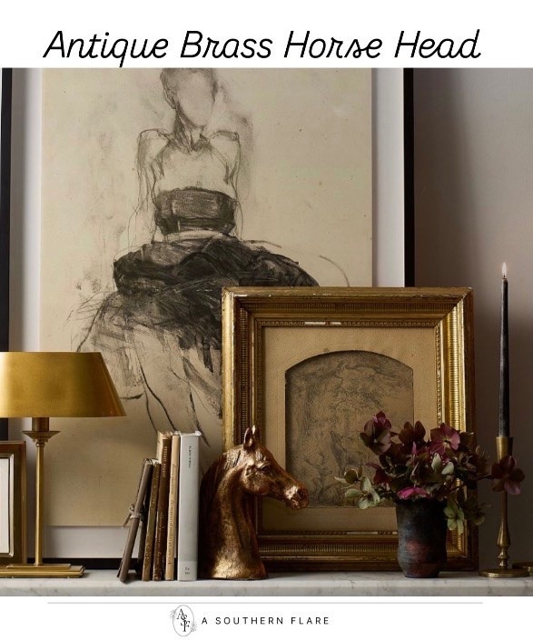 Antique Brass Horse Head / Home Interiors