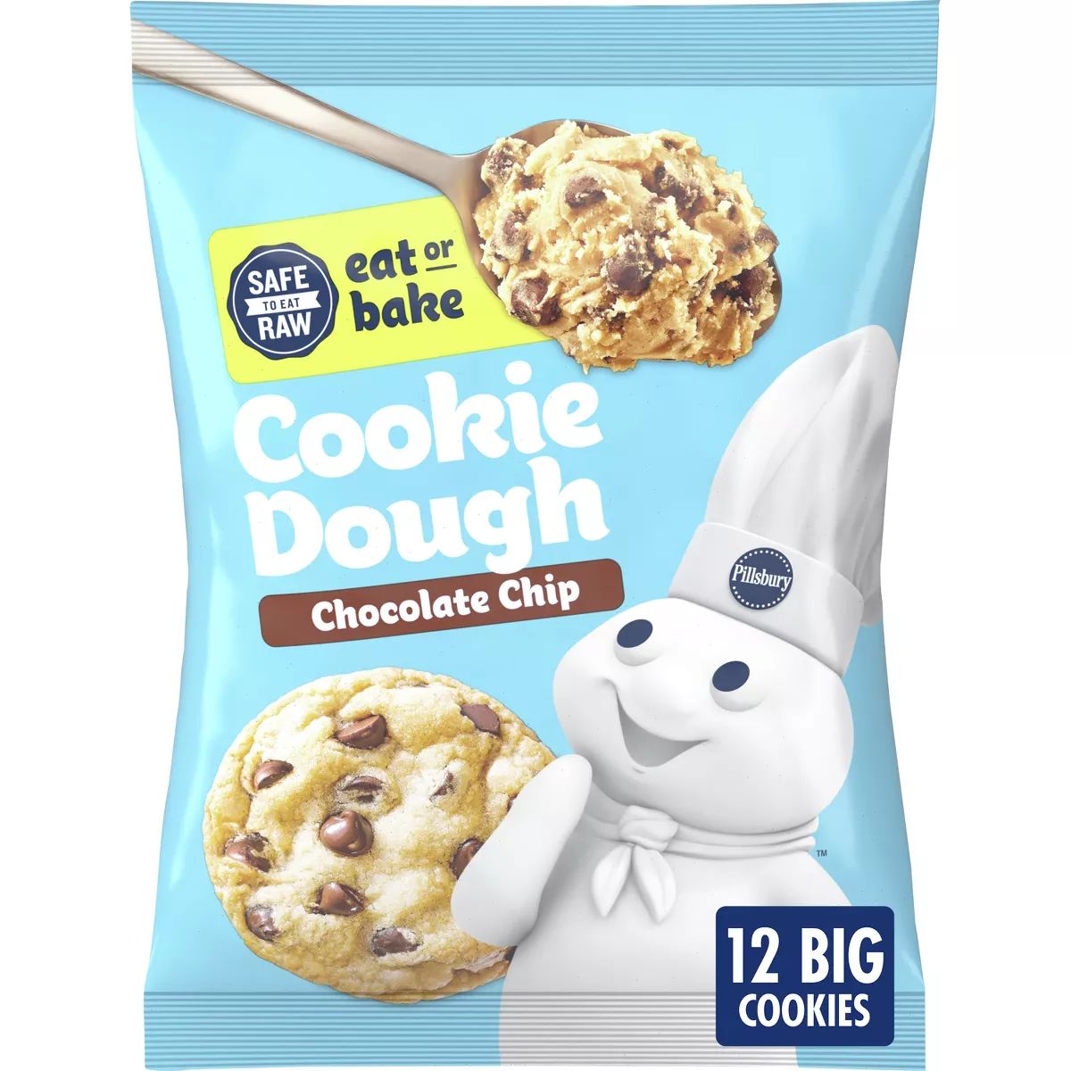 Pillsbury Big Deluxe Chocolate Chip Cookie Dough - 16oz/12ct | Target