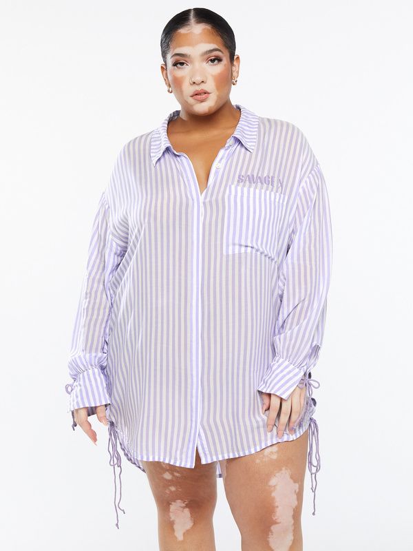 Coastal Stripe Woven Voile Sleep Long-Sleeve Shirt | SAVAGE X FENTY