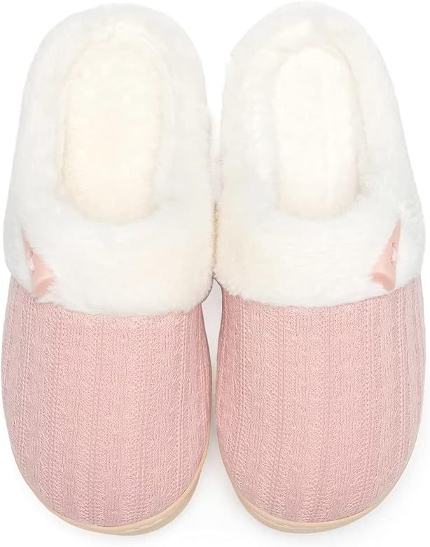 NineCiFun Women's Slip on Fuzzy House Slippers Memory Foam Slippers Scuff Outdoor Indoor Warm Plu... | Amazon (US)