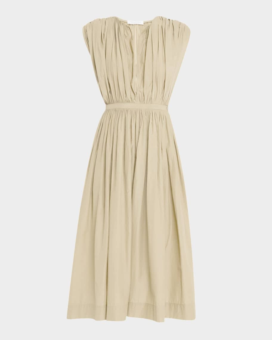 Philosophy di Lorenzo Serafini Plunging Gathered Midi Dress | Neiman Marcus