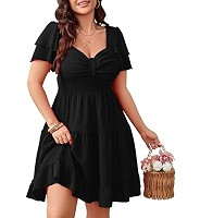SCOMCHIC Women's Plus Size Summer Cocktail Party Mini Short Dresses     Short Sleeve, Sweetheart ... | Amazon (US)