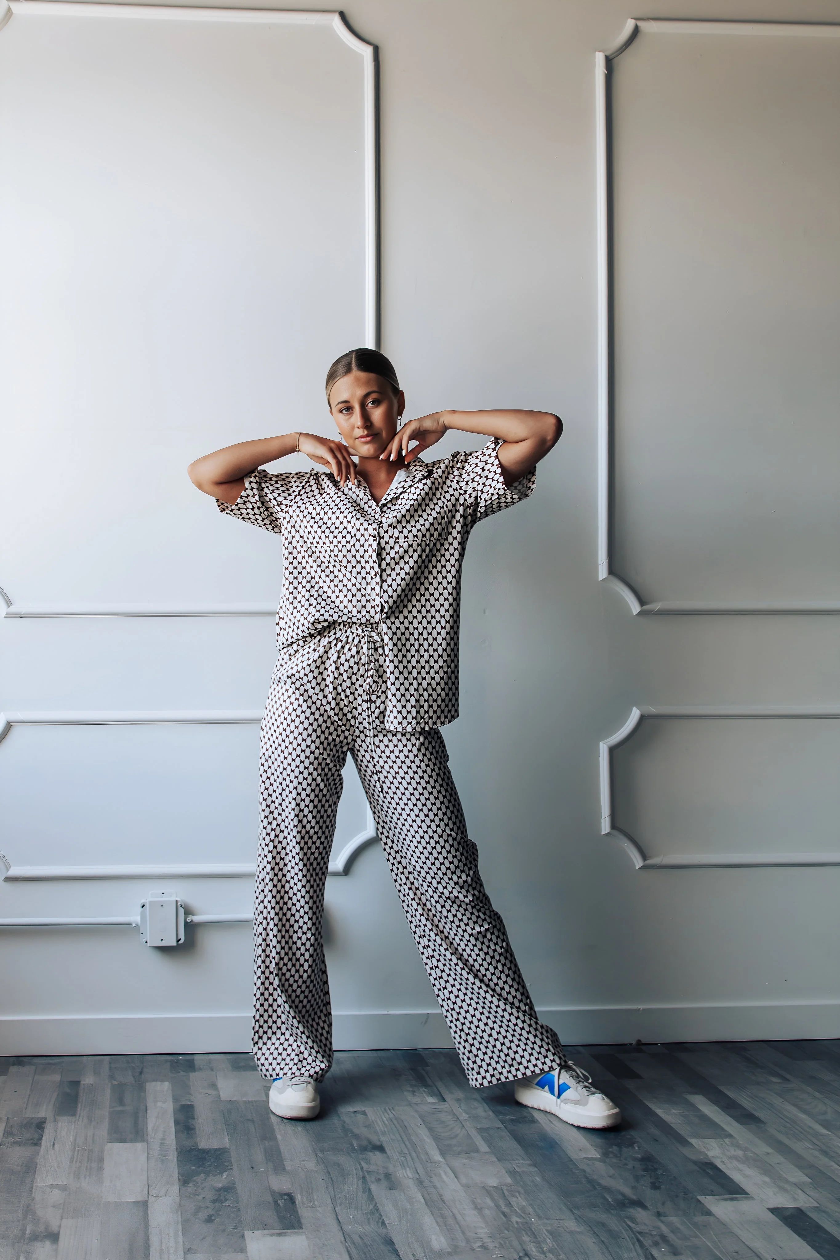 Printed Collared Short Sleeve Set | FEHRNVI